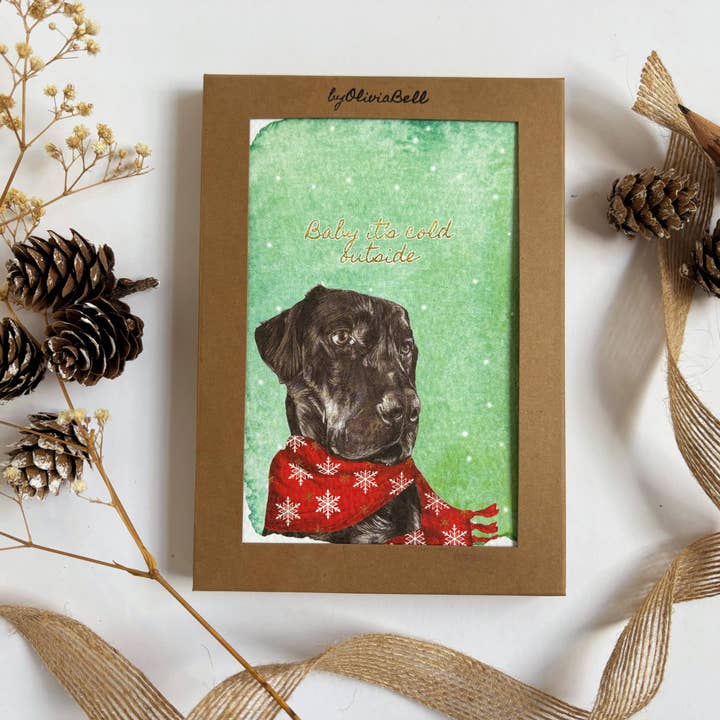 Christmas Greyhound, Akita, Flatty and Labrador Card Pack for wholesale by byOliviaBell