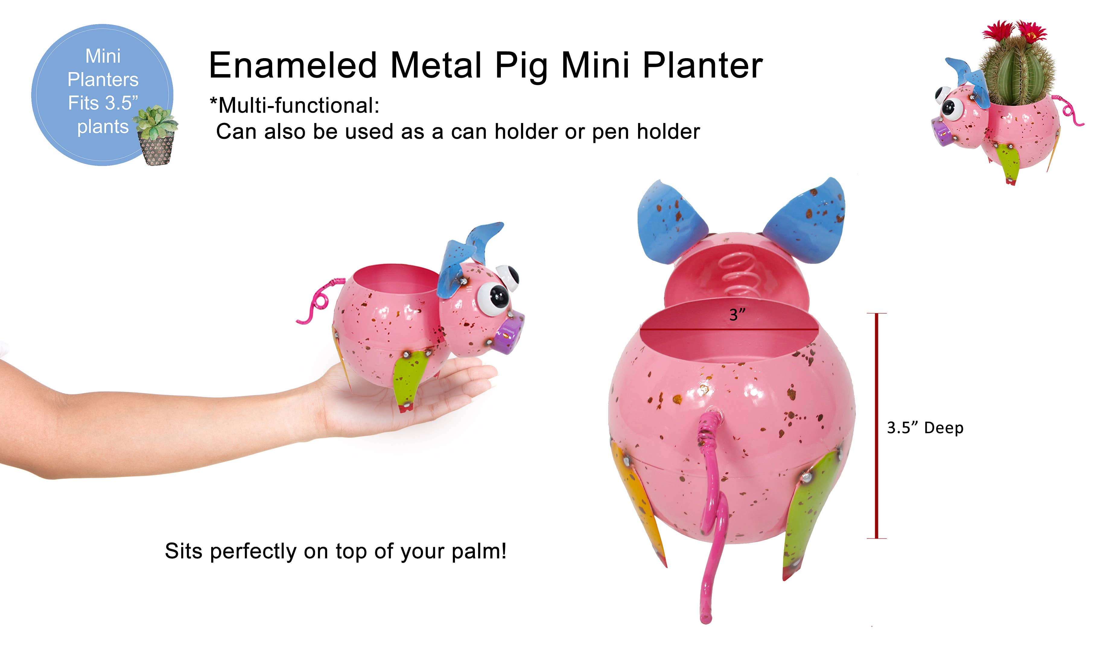 Continental Art Center - Wholesale Plant Pot - Painted and Enameled Mini Pig Planter4