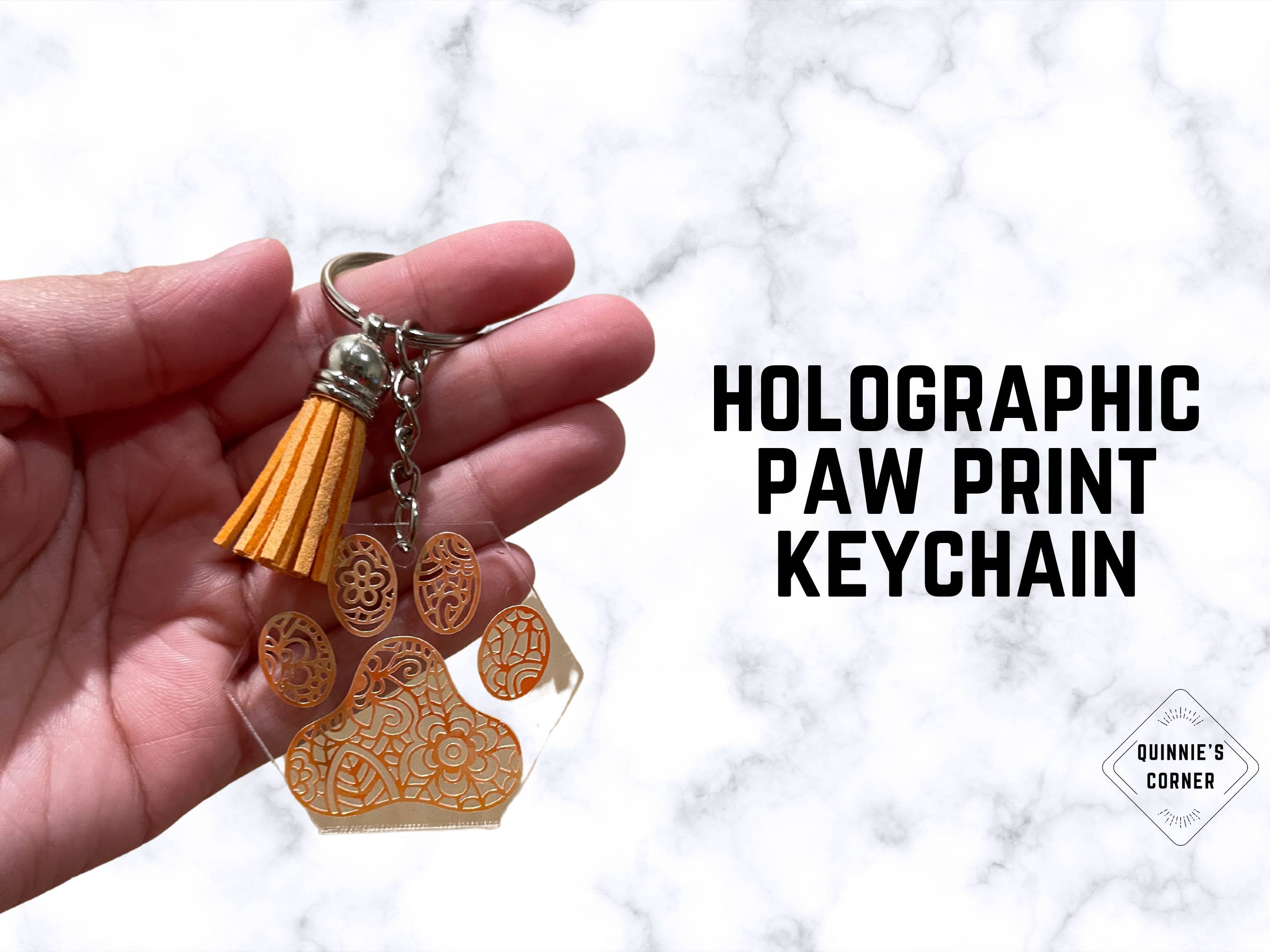 Quinnie’s Corner - Wholesale Keychain – Women's - Holographic Paw Print Keychain