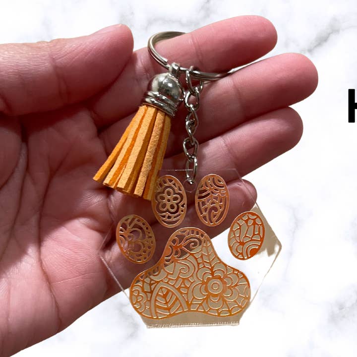 Quinnie’s Corner - Wholesale Keychain – Women's - Holographic Paw Print Keychain0