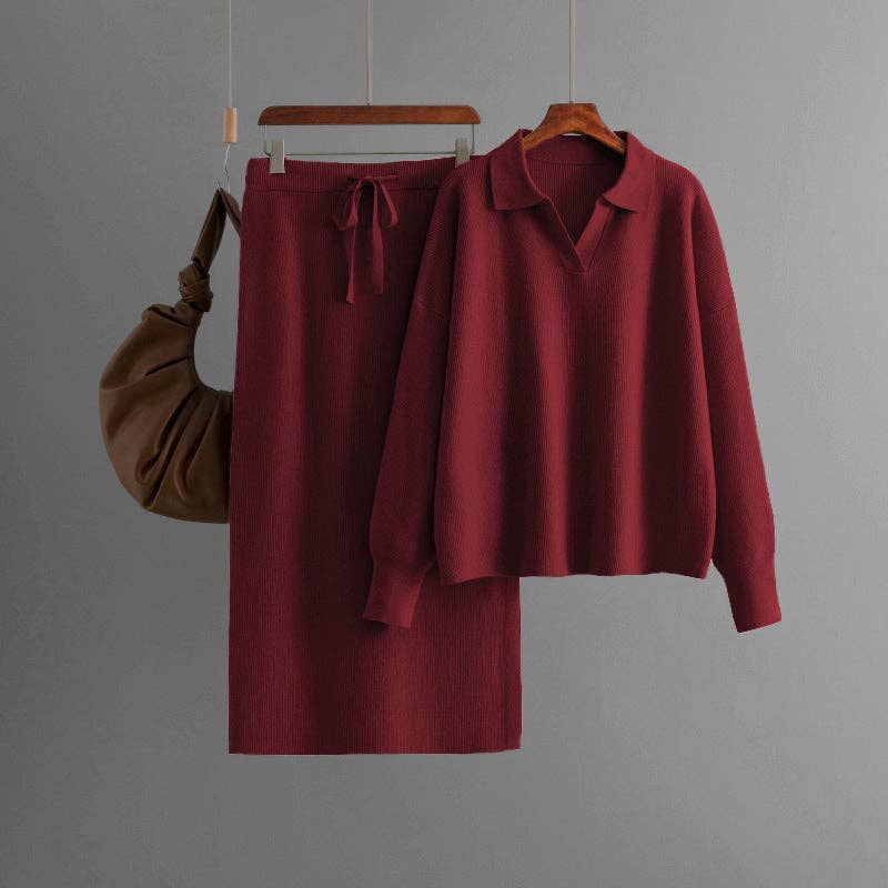 Marayn – Engroshandel Top- og nederdelsæt - Dame – Oversized strikket sæt med nederdel - Chic og cozy efterårsmode 20251