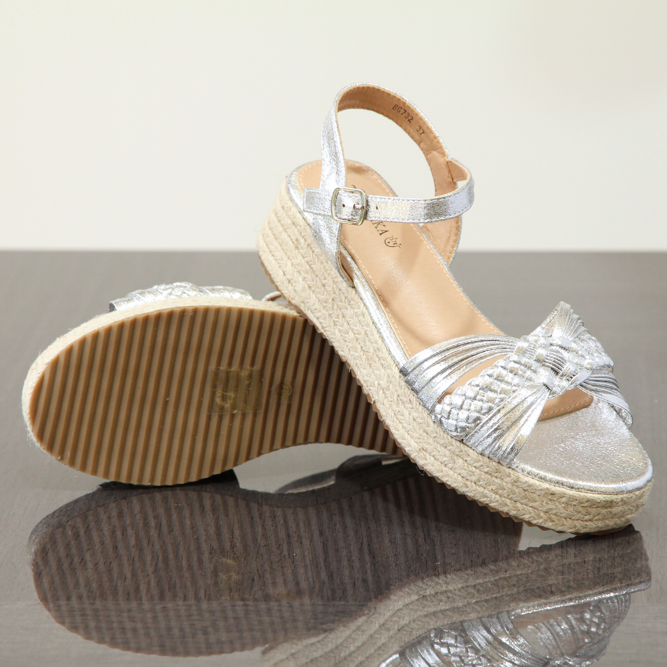 Top Staka - Wholesale Wedges - Women's - BG-732 Women's Braided Wedge Sandals - Espadrille Platform9