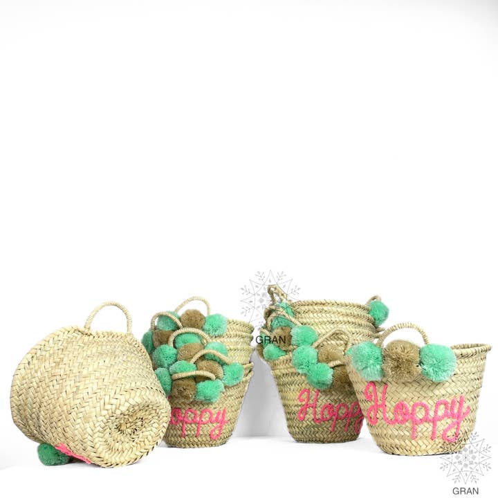 Gran Wholesale - Wholesale Tote Bag - Women's - Custom Basket With Pom Poms, Moroccan Bridesmaid Tote Bags.17