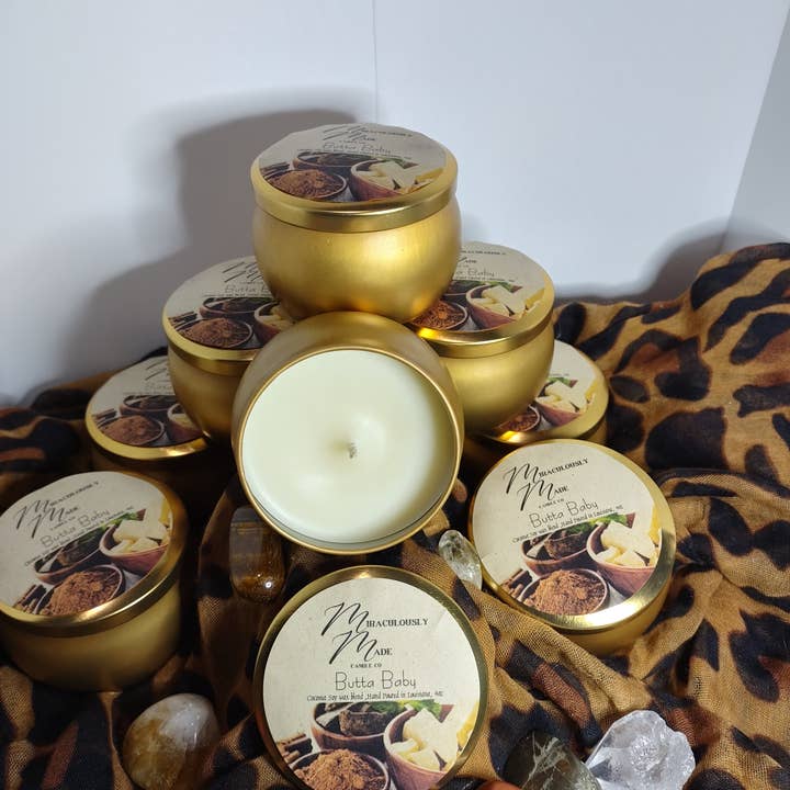 Vela en lata Butta Baby 4 oz para venta al por mayor de Miraculously Made Candle Co