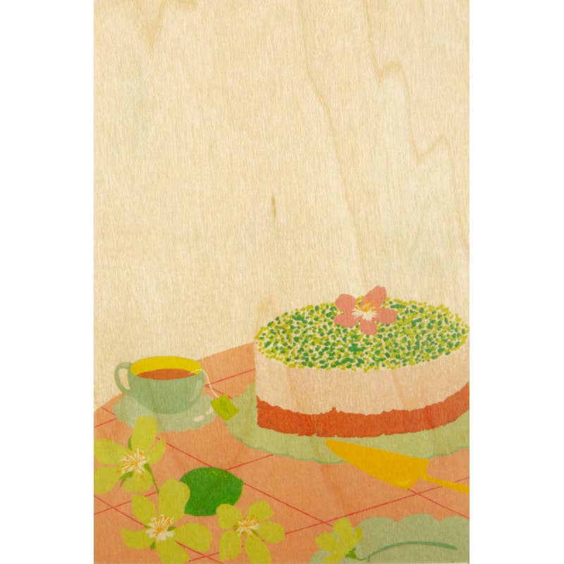 Woodhi - Wholesale Postcard - Wood Postcard Tea time Cake0