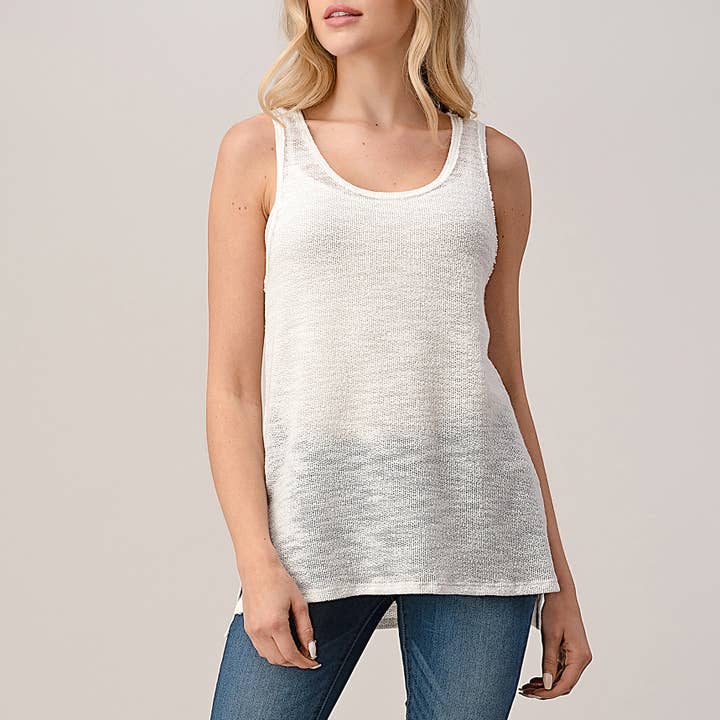 Heimious - Vendita all'ingrosso Canotta - Donna - Canotta Slub Texture con spacchi laterali, T46719