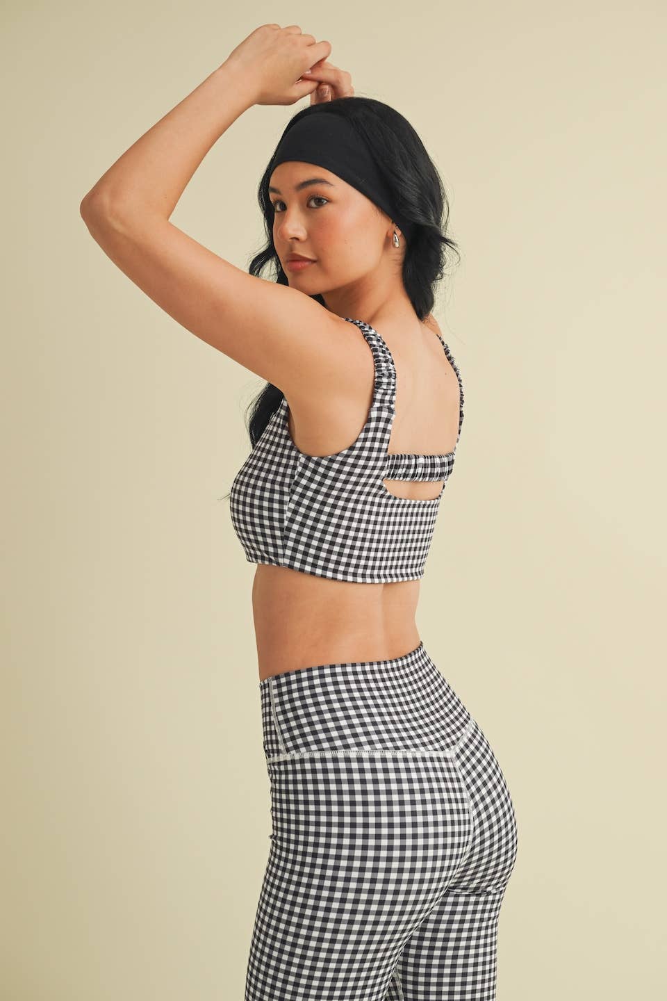 KIMBERLY C - Wholesale Sports Bra - Women's - Gingham Print Ruched Bra Top55