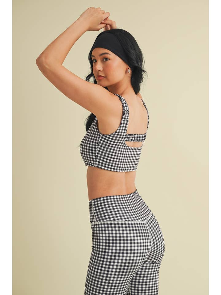 KIMBERLY C - Wholesale Sports Bra - Women's - Gingham Print Ruched Bra Top55