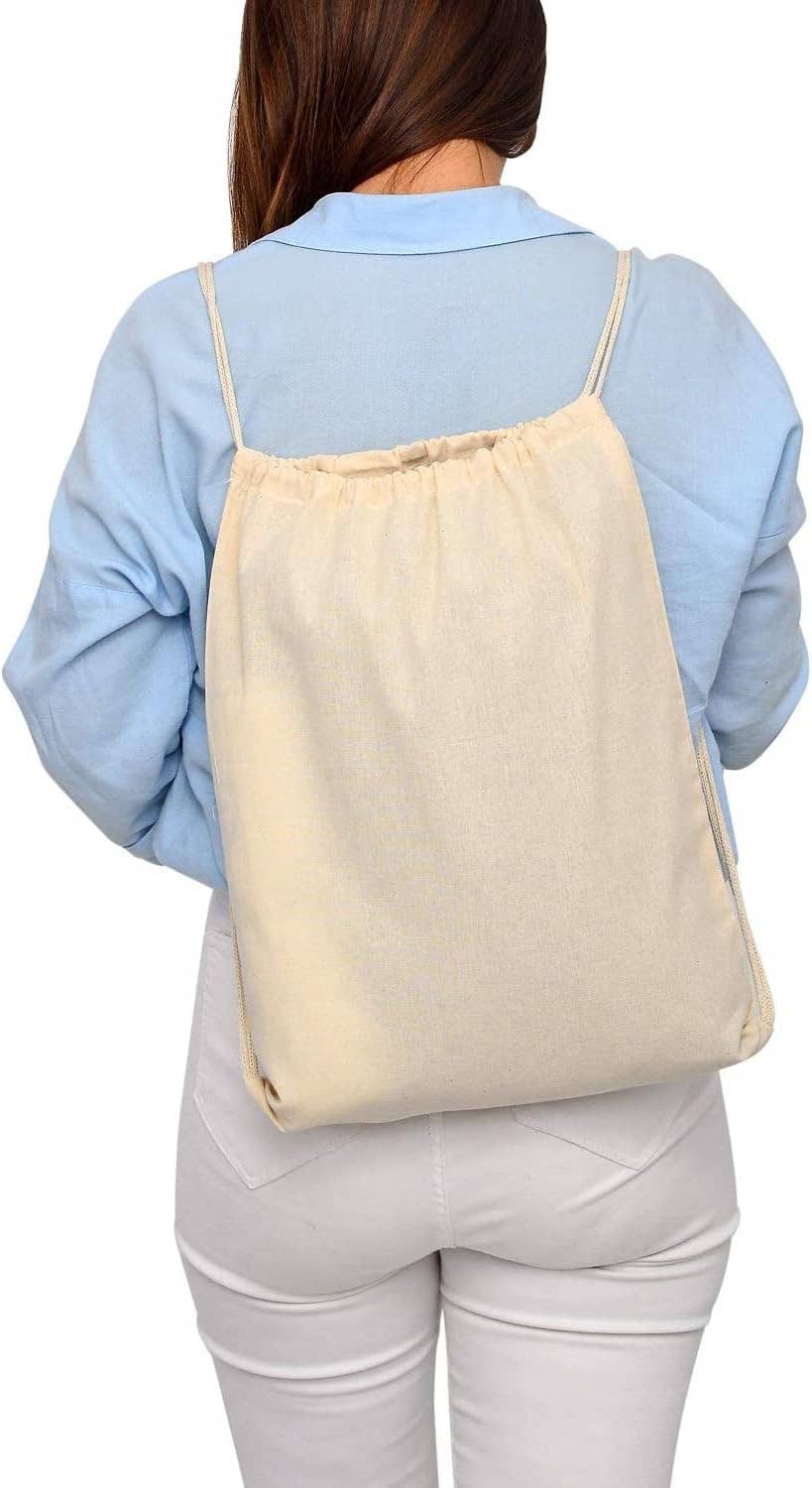 Alo Organic International – Mala com cordão – Unissexo por atacado – Mochila de algodão tipo saco com cordão - tecido de 8 oz e certificação ISO6