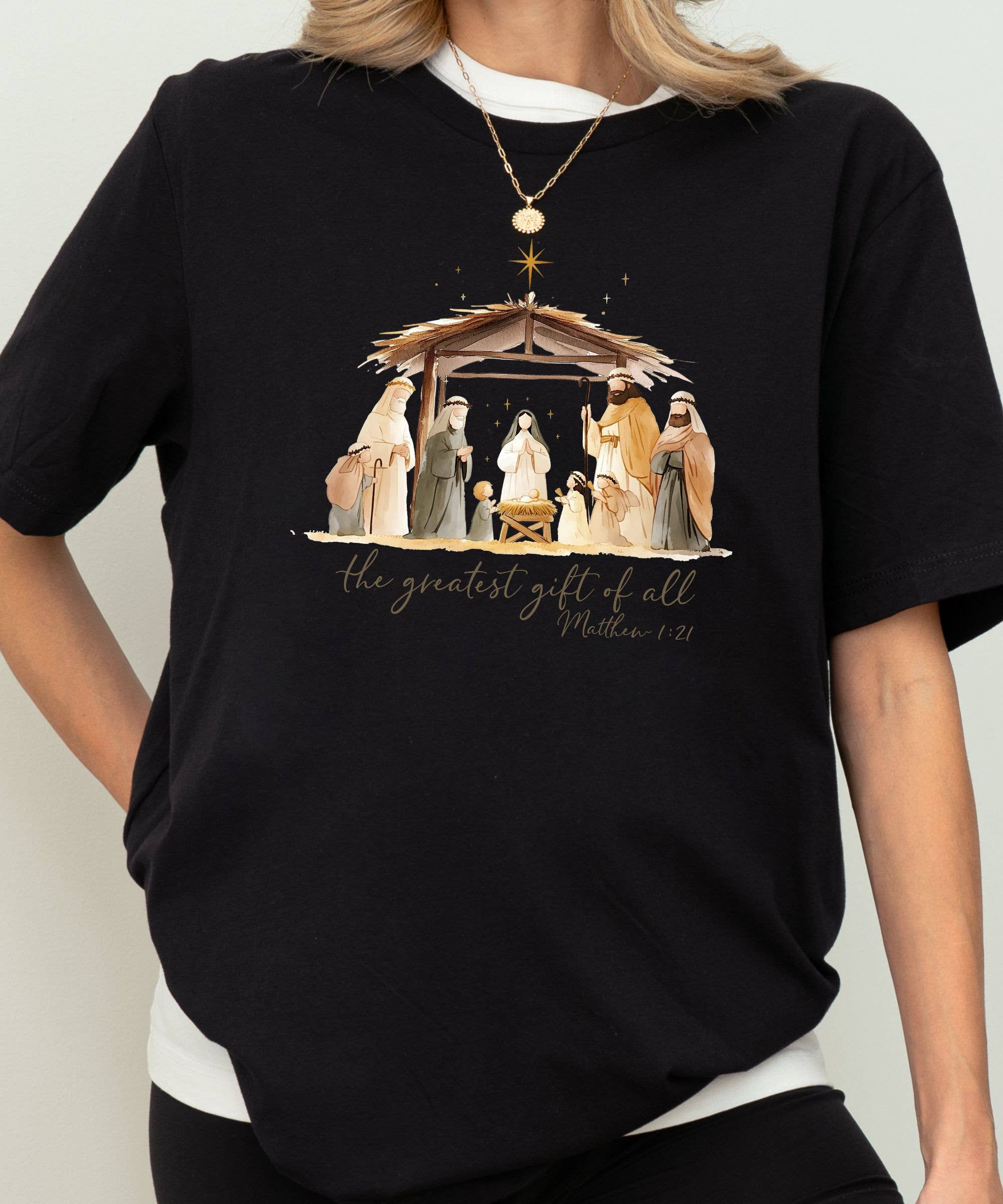 Midday USA - Vente T-shirt à imprimés – femme - T-shirt Nativité Le Plus Grand Cadeau De Tous3