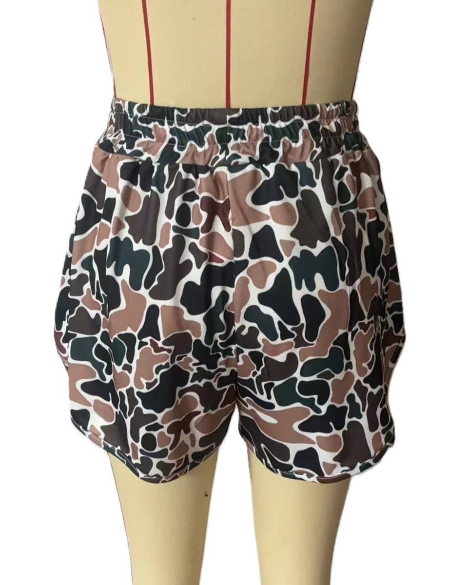 Rosa Clothing - Wholesale Shorts - Women's - Elasticated Camouflage Digital Print Shorts8