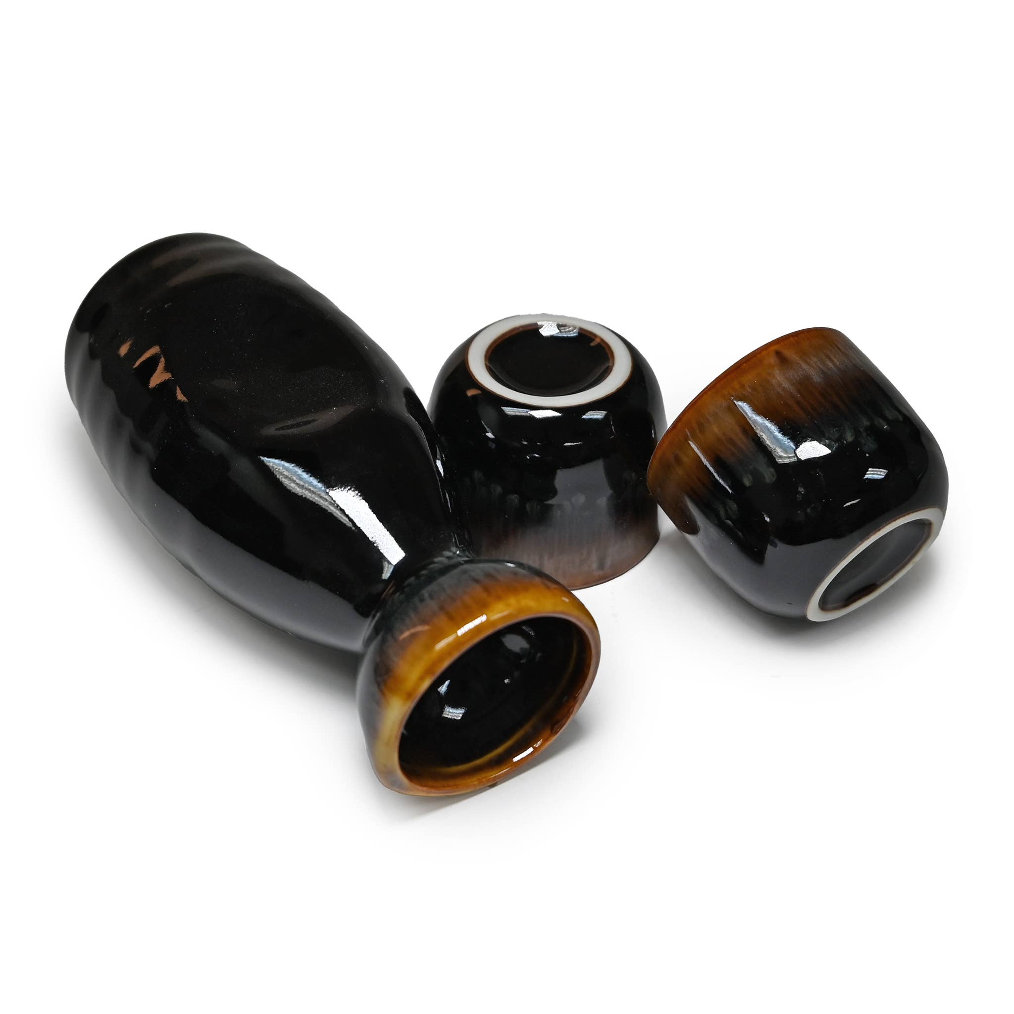 Fuji Merchandise Corporation - Wholesale Drinking Glass/Cup - SAKE SET – SAKE SET – BLACK DRIP GLAZE1