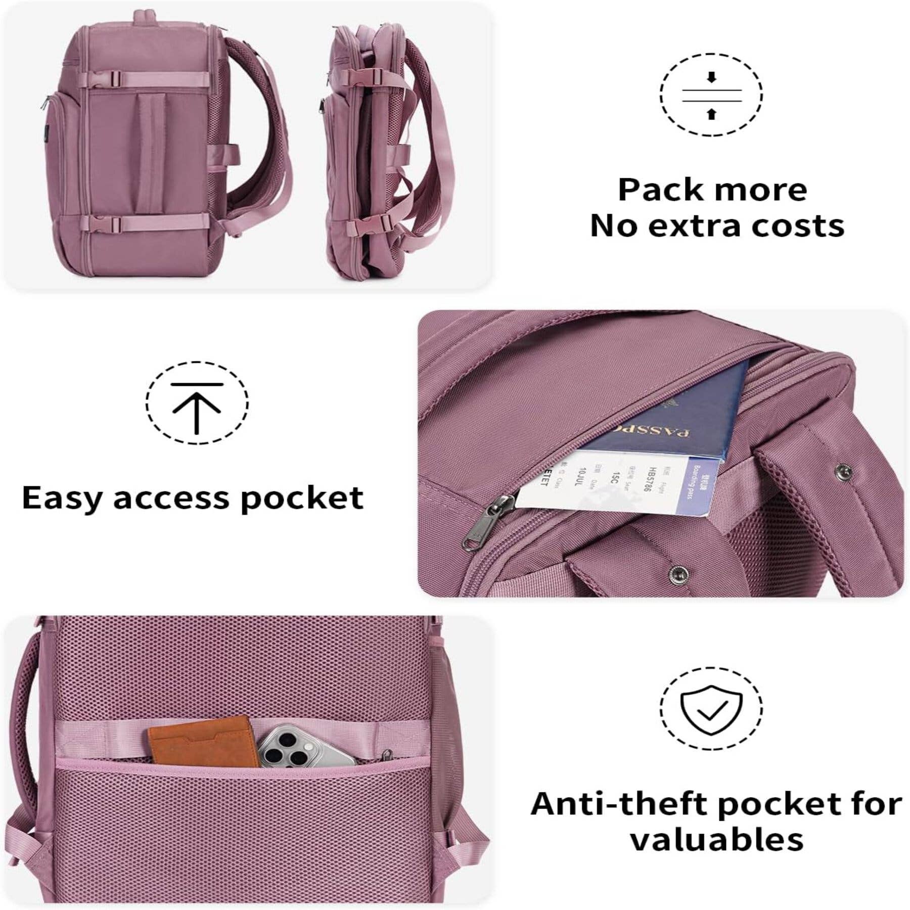 wandf - Wholesale Backpack – Unisex - ECOHUB 30L Flight-Approved Backpack USB Charging Port Bags34