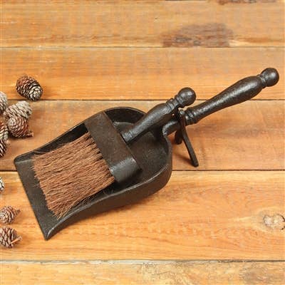 HomArt - Wholesale Dusting Brush & Duster - Fireplace Dust Pan with Broom - Cast Iron - Antique Black