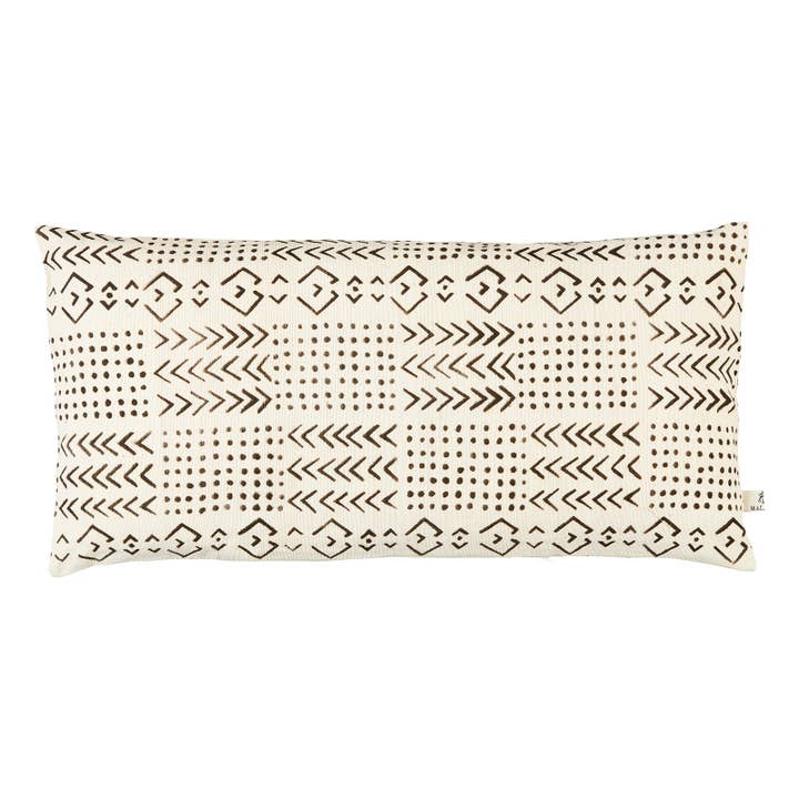 MALAIKA – Engroshandel Lændepude – Bogolan Mud Cloth pude med lodrette striber 40 x 80 cm