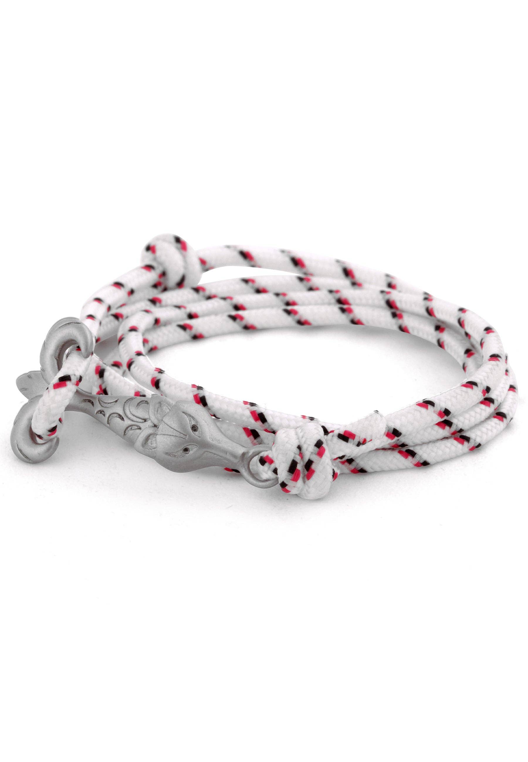 Blackskies - Wholesale Woven/Braided Bracelet - Vulpes Nylon Bracelet Double Wrapped Silver - White-Blue-Red0