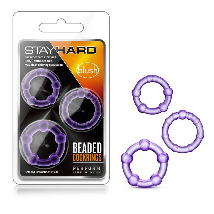Blush - Wholesale Sex Toy - Stay Hard - Beaded Cock Rings - Set of 3