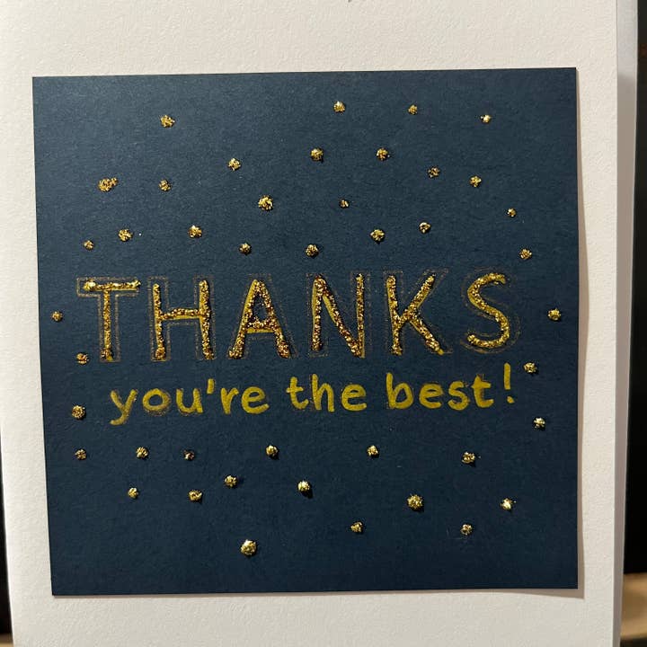 Handmade gold lights thank you card for wholesale by Marie's Paperie