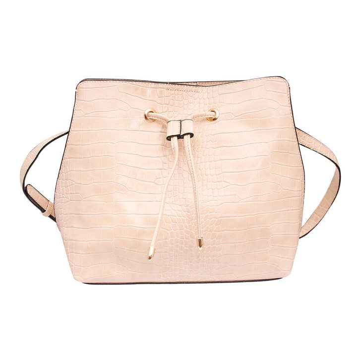 Light Brown Crocodile Cinch Sack Bag Set for wholesale on Faire