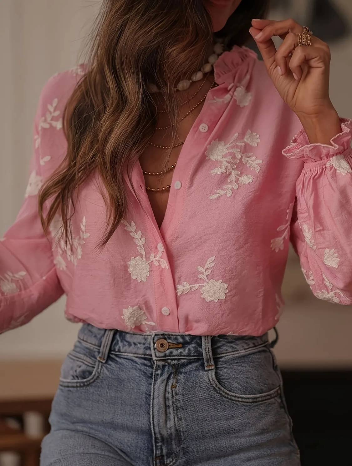 Serenity Collective - Wholesale Button Down Shirt - Women's - Floral Blouse0