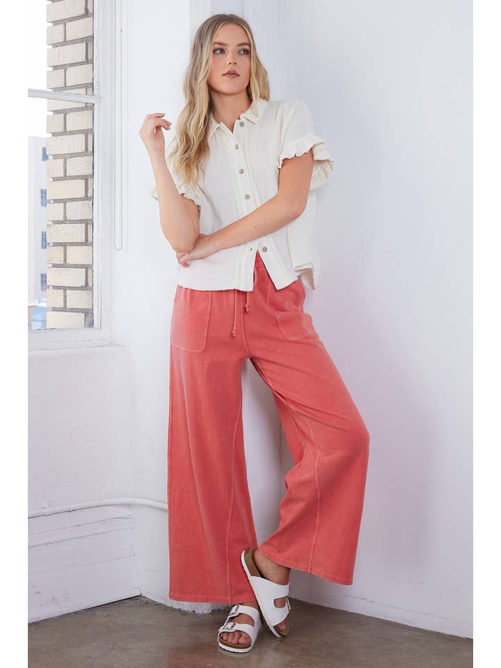 mittoshop - Wholesale Pants - Women's - MINERAL WASH FRENCH TERRY WIDE LEG PANTS22