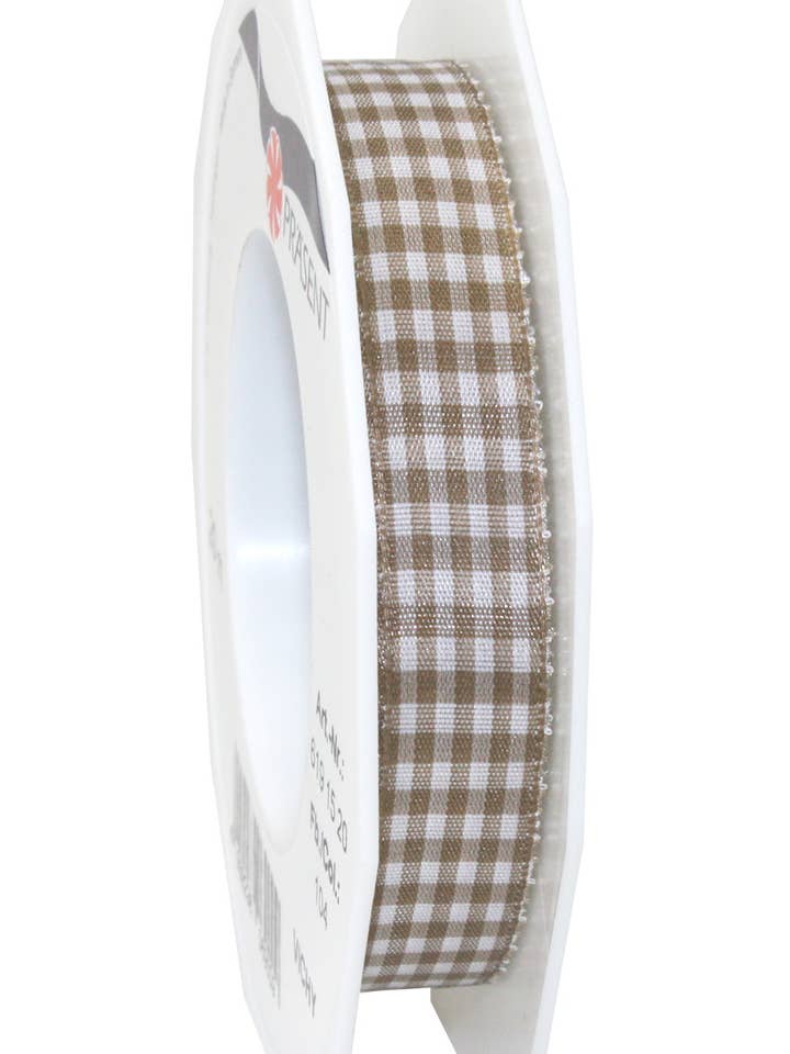 Motivband Karo Vichy 20-m-Rolle 15 mm taupe/weiss für den Großhandel von C.E. PATTBERG GmbH & Co. KG