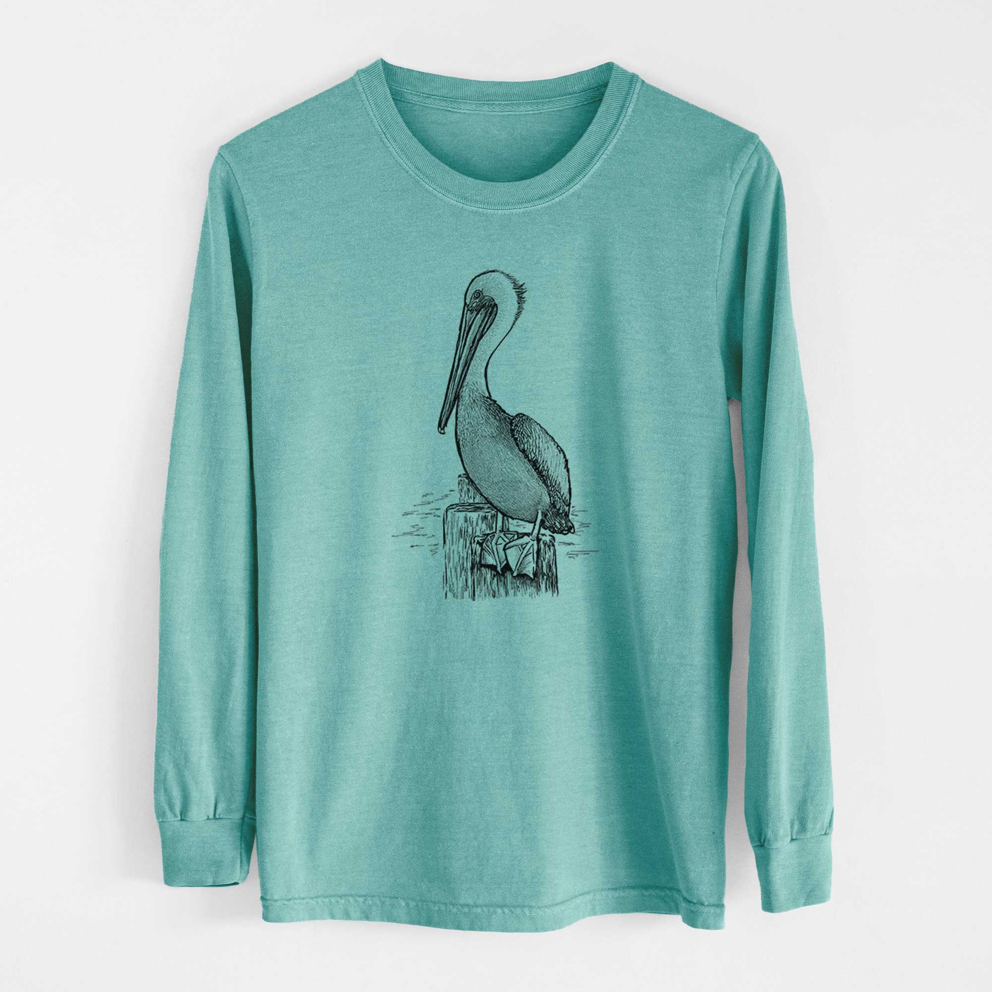 Because Tees - Wholesale Screen Printed T-Shirt - Unisex - Pelecanus occidentalis - Brown Pelican - Heavyweight 100% Cotton Long Sleeve3