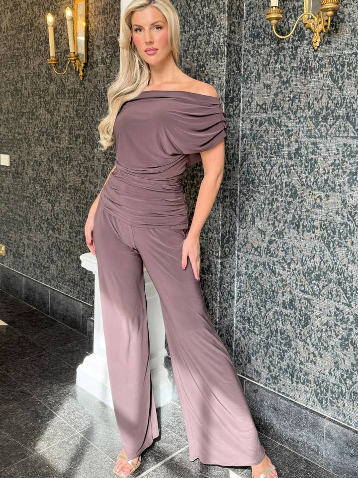 STOCK Carbon jumpsuit in chocolate for wholesale on Faire3