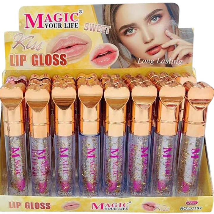 ASSORTED Magic Your Life Heart Lip Gloss LC197. (24PC) for wholesale on Faire8
