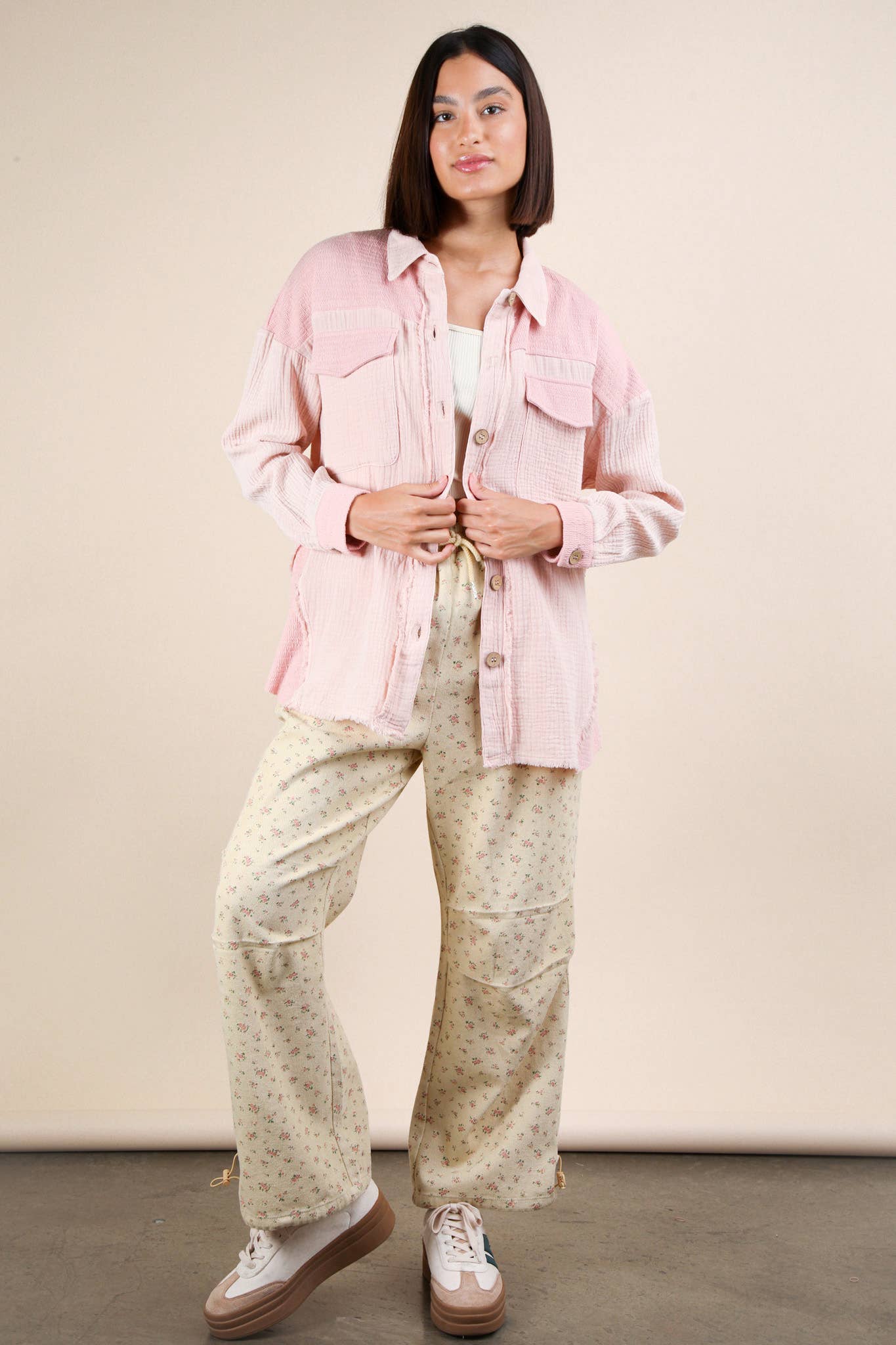 VERY J - Wholesale Pants - Women's - NP70723-Floral Printed Linen Parachute Pants11