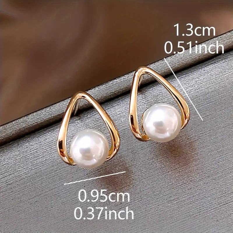 Huis Van Merken - Wholesale Dangle Earrings - Pearl Stud Earrings Women French Drop Copper Post2