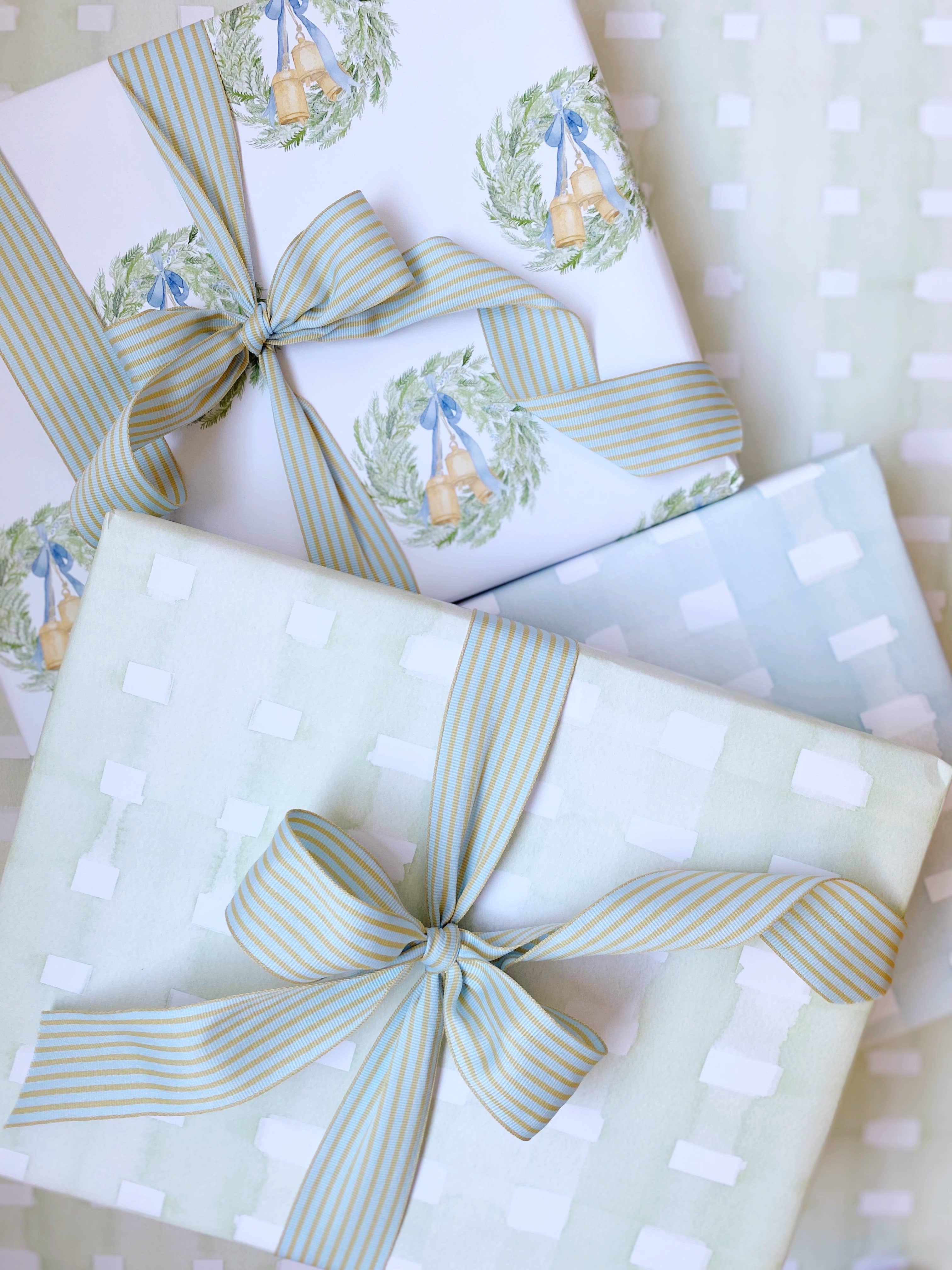 Rebecca Green Design - Wholesale Flat Wrap - Holiday Wreath Gift Wrap - 3 Sheets/Roll6