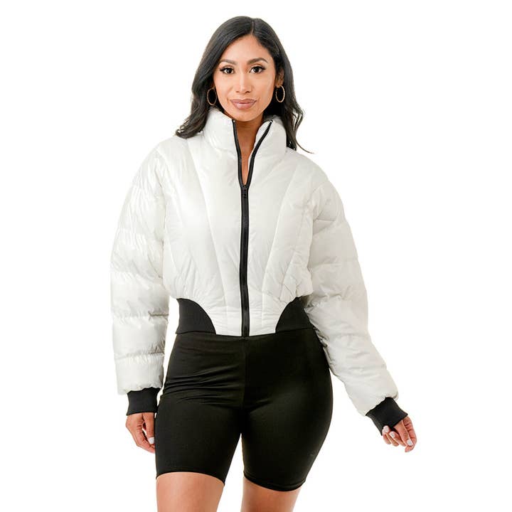 Black Pearl Clothing – wholesale Dunjacka - Dam – Plus Stand Krage Främre Zip Stängning Puffer Jacka