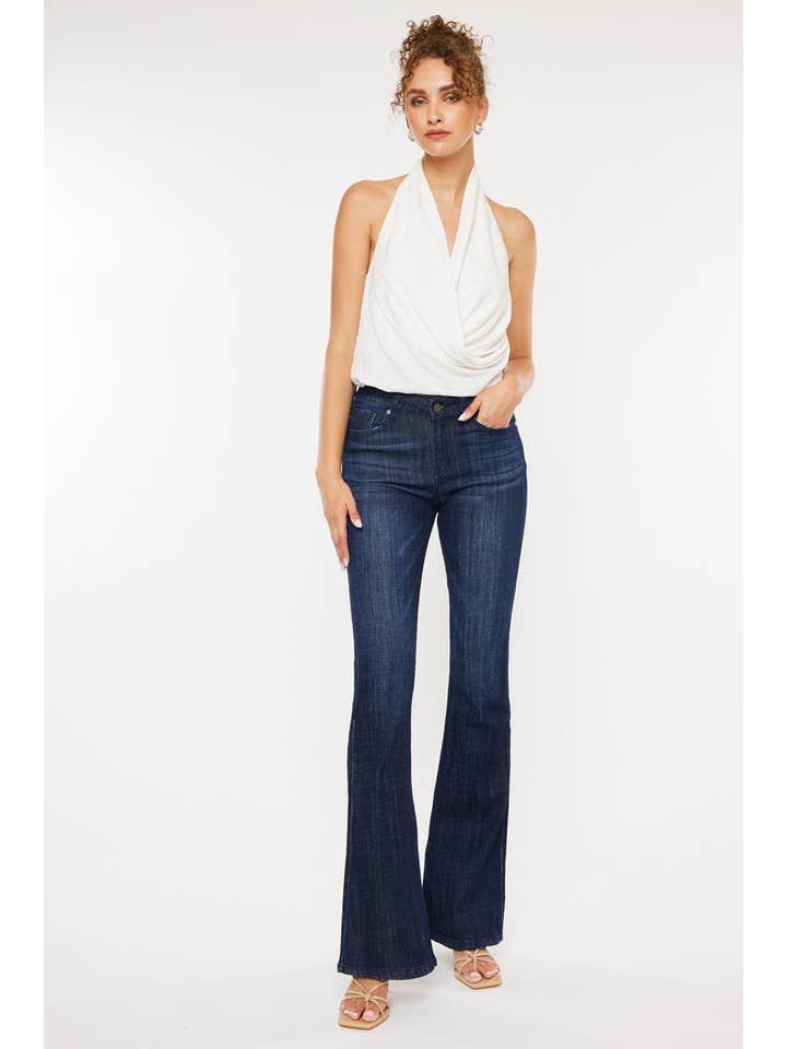 DARK MID RISE FLARE JEANS-KC6102LOD for wholesale on Faire