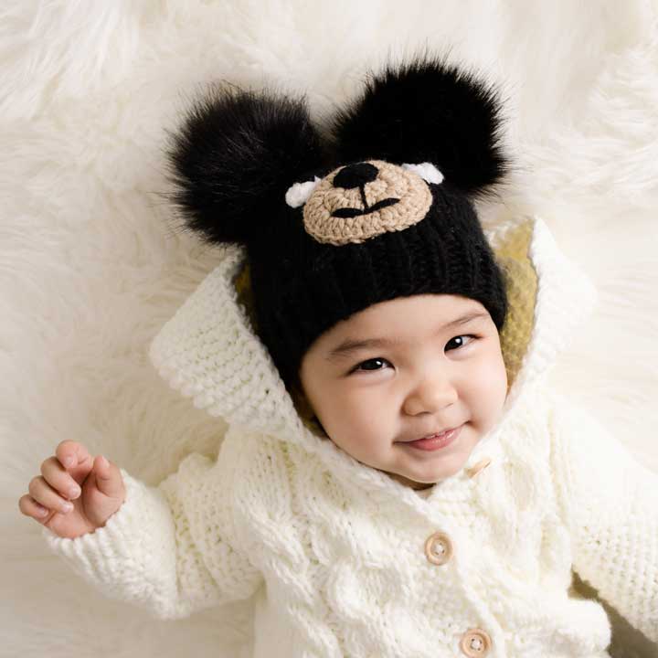 Huggalugs - Wholesale Newborn/Knit Hat - Baby - Black Bear Knit Beanie Hat Baby & Kids5