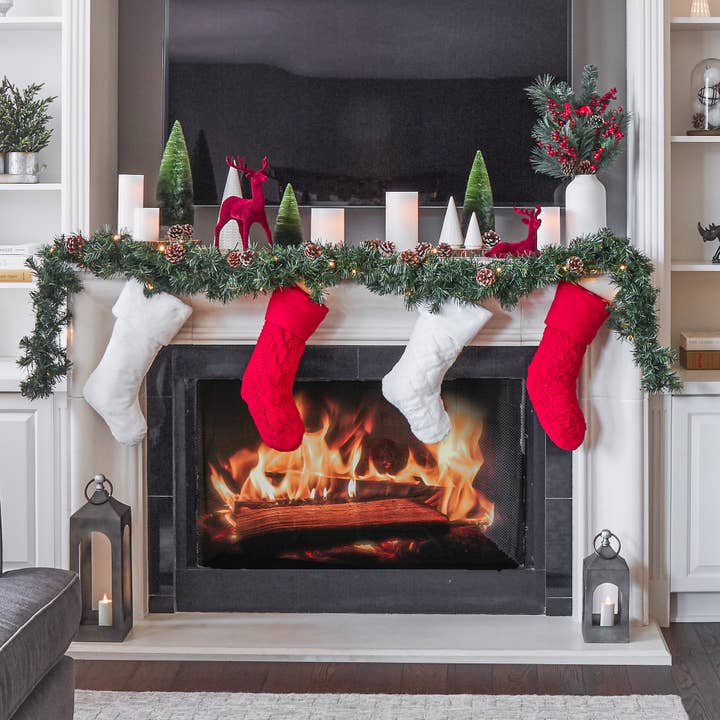 Gigi Seasons - Wholesale Holiday Stocking - Luxe Faux Fur Plaid Christmas Stocking with Velvet Cuff