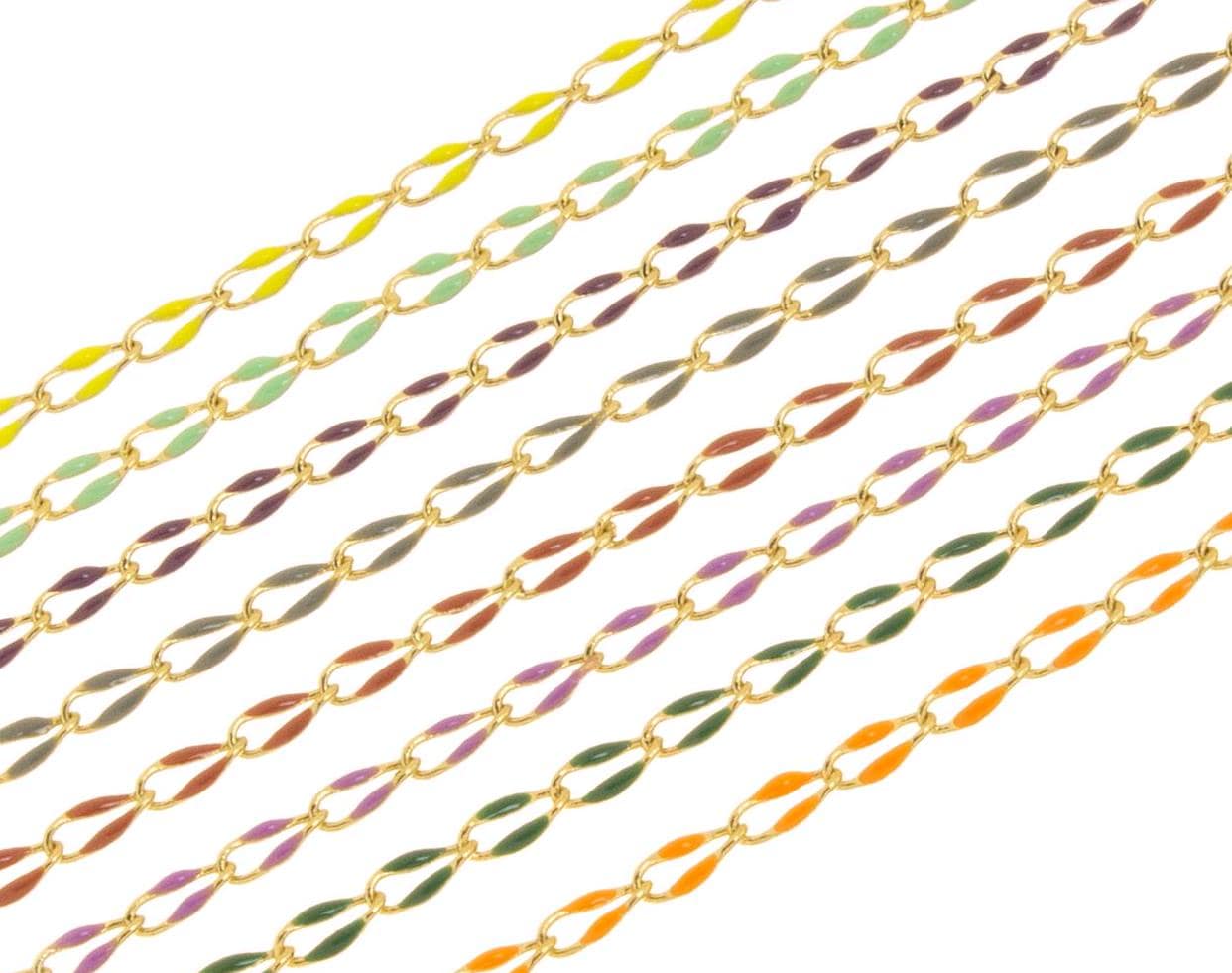 Jewel Pledge - Wholesale Craft Supplies - Gold Enamel Oval Link Chain for Jewelry Making CHG1037-01