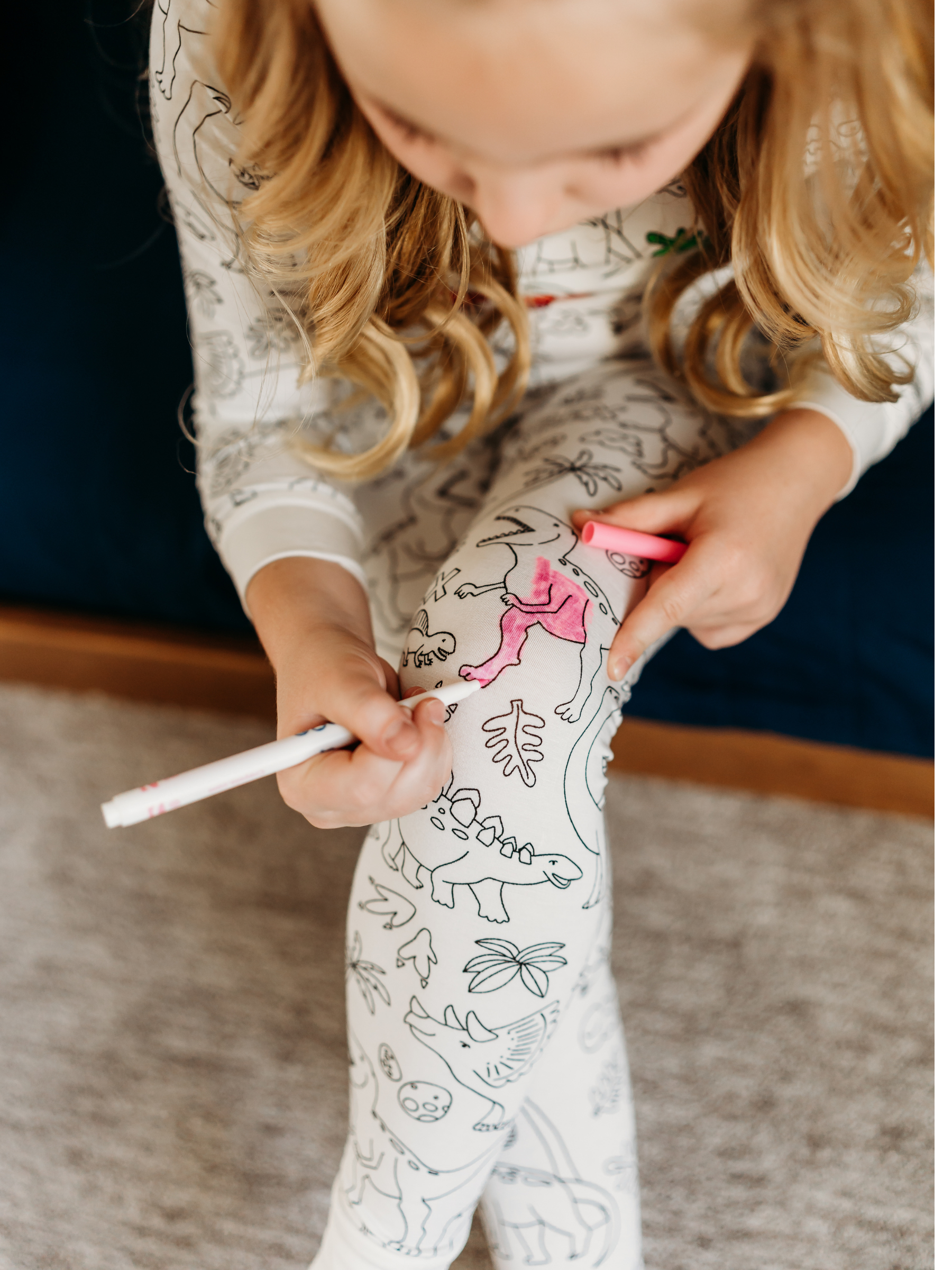 Bee Colorful Co. - Wholesale Sleepwear Set - Kids - Dinosaur Coloring Pajamas 2 piece set made from Bamboo15