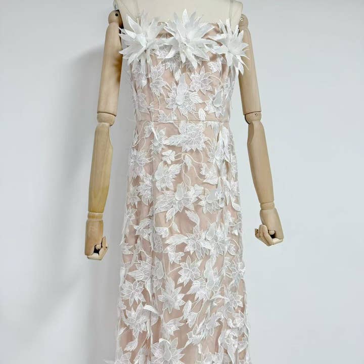 Productseeker - Vente Robe – femme - Robe d'été élégante en maille avec broderie 3D et bustier tube17