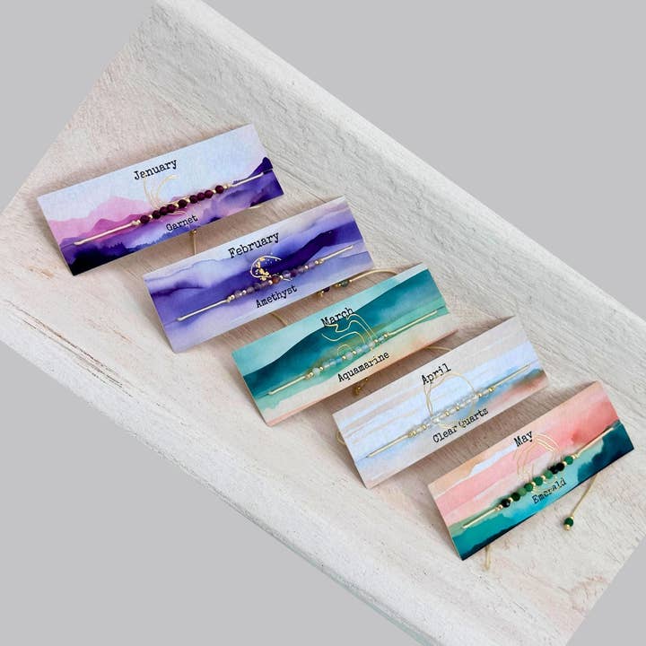 Picki Nicki - Vendita all'ingrosso Parure di gioielli - Braccialetto Birthstone, set di pietre preziose su carte2