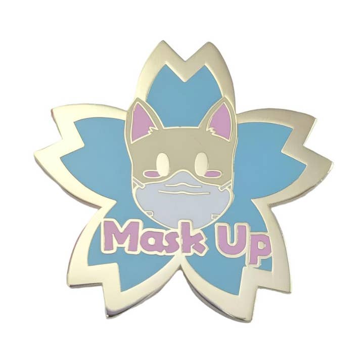 Cat Mask Up Pin for wholesale by Bibipins
