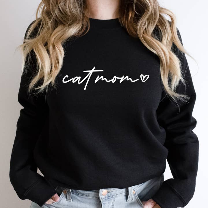 Cat Mom Script Sweatshirt for wholesale by Light & Shine