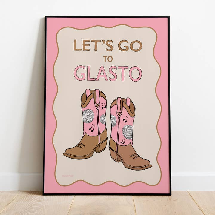 LASS UNS ZU GLASTO PRINT GEHEN für den Großhandel von Woo Hoo Prints
