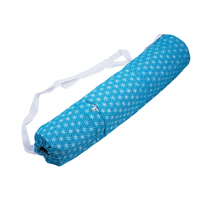 Flower of Life yoga mat bag, blue for wholesale by LINDA HERING