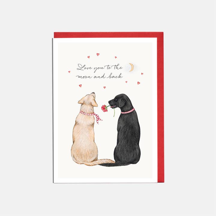Labrador Dog Valentine's Day Card - 'Love You To The Moon' for wholesale by Lottie Murphy