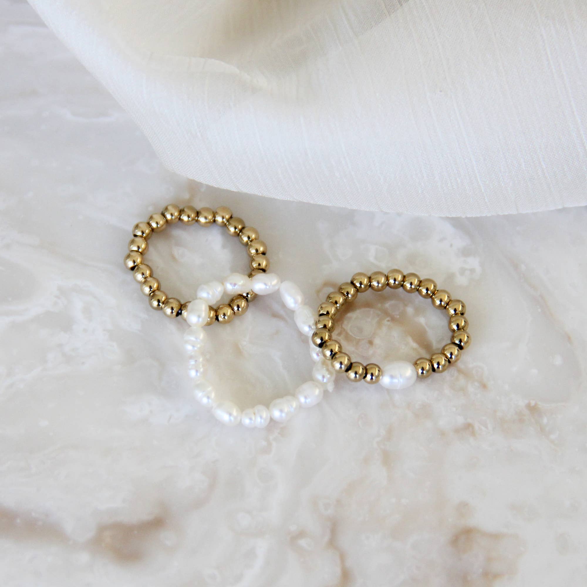 MAIVE - Wholesale Band/Stacked Ring - Freshwater Pearl or Bead Ring2