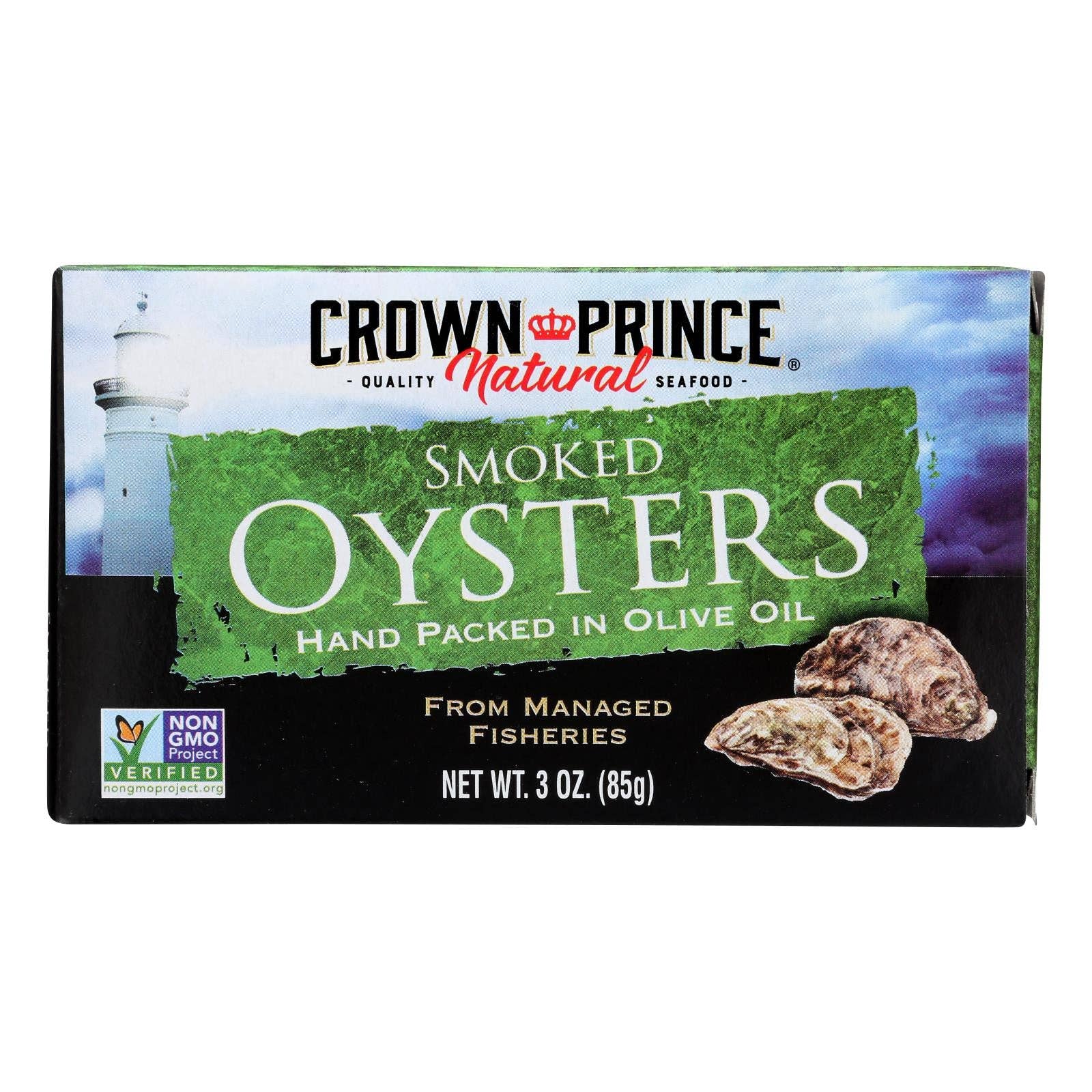 Ware Spark - Wholesale Fish/Seafood - Crown Prince Oysters - Naturally Smoked In Pure Olive Oil - 3 Oz - Case Of 180