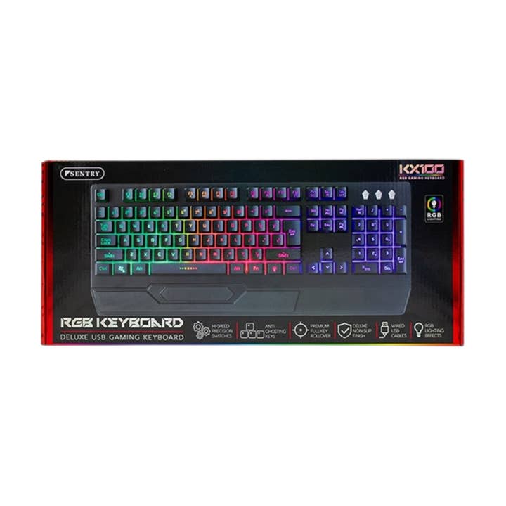 Teclado Gaming com Fio Sentry com Iluminação RGB KX100 por atacado de Mighty Wireless
