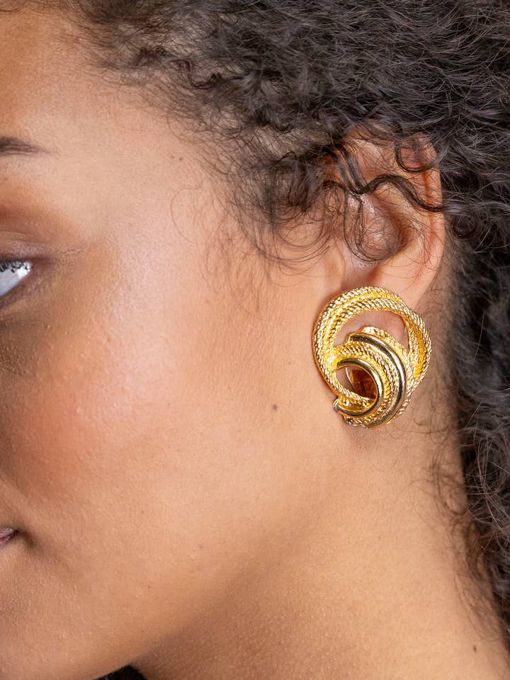 Gold Sharon Clip On Earrings for wholesale by Caramel Vintage Jewellery