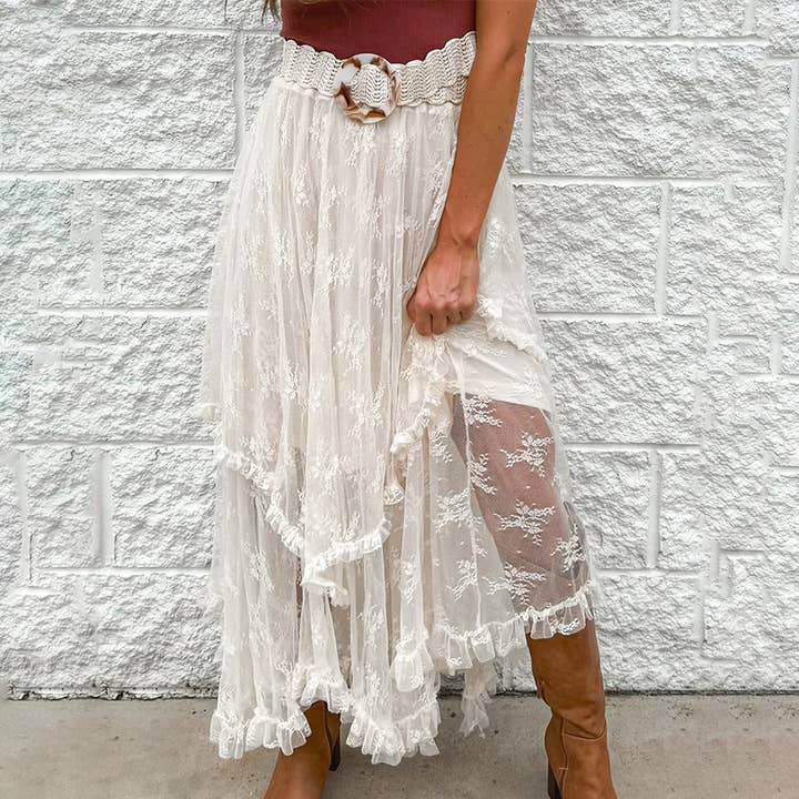 Design-Sinn unregelmäßiger eleganter Spitzenrock mit Lagen für den Großhandel von Lily Clothing